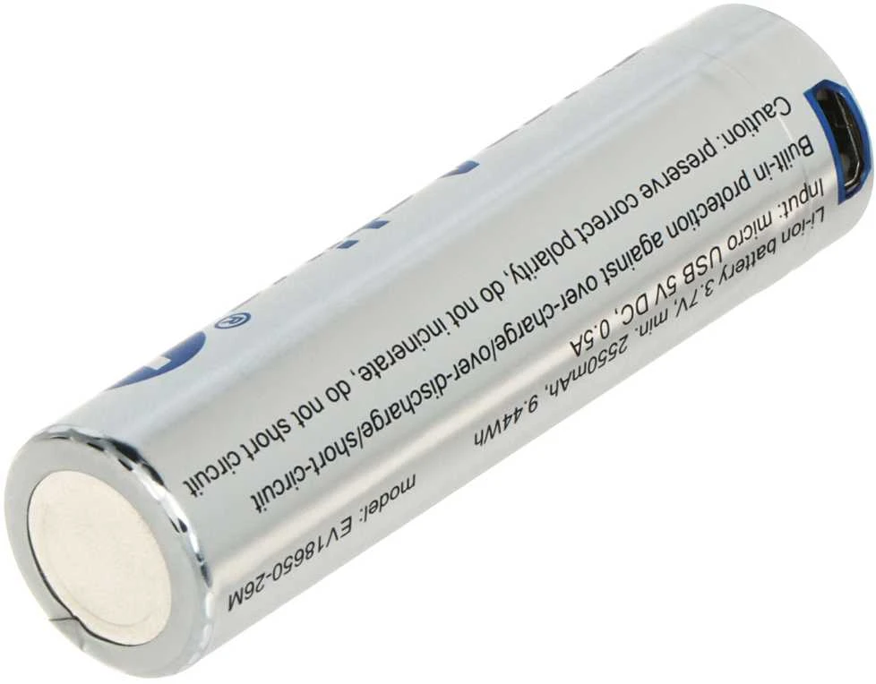 everActive USB įkraunamas 18650 3,7V 2600mAh akumuliatorius su PCM