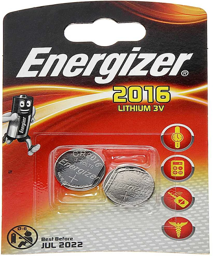 Mygtukinės Baterijos - Energizer CR2016 2 Vnt. Sidabrinės