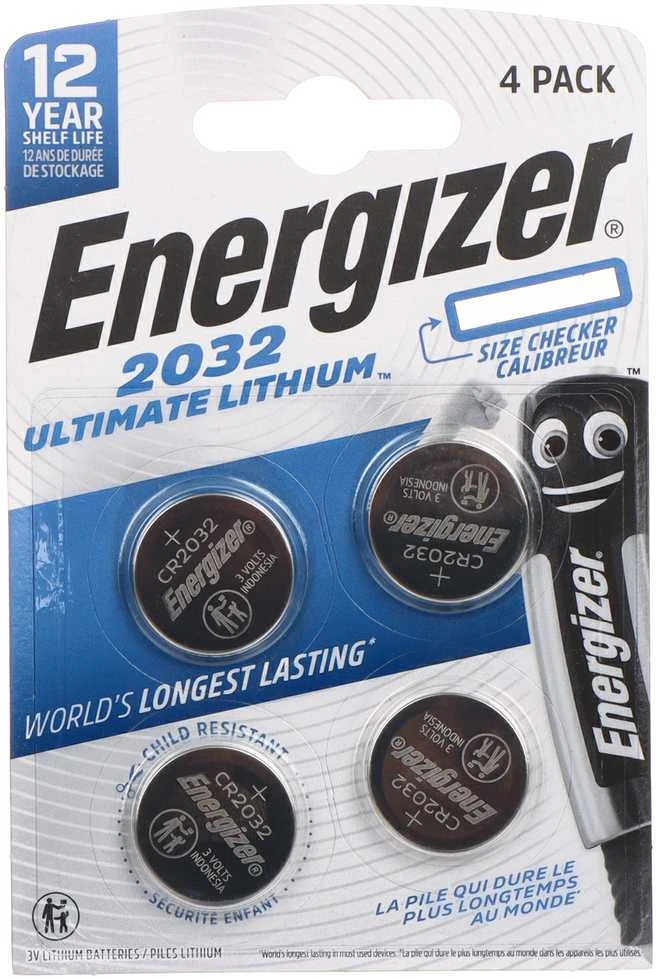 Energizer CR2032 baterijų pakuotė iš keturių vienetų