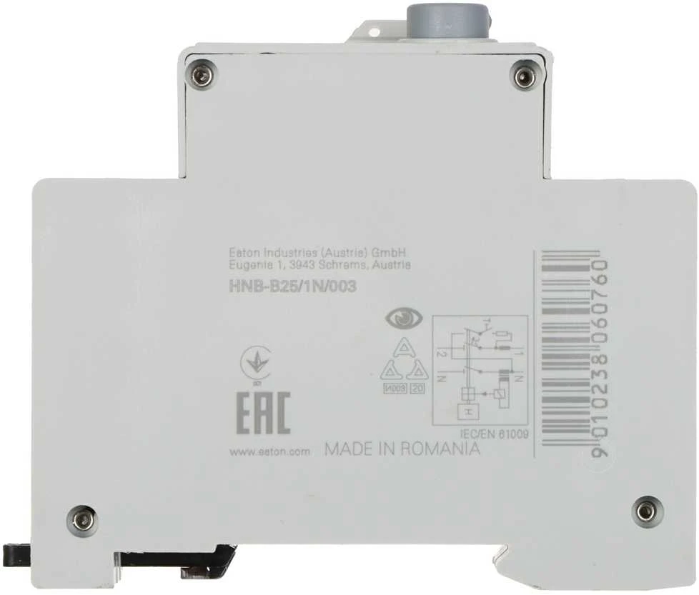 LIKUTINĖS SROVĖS GRANDINĖS PERTRAUKIKLIS HNB-B25/1N/003 VIENFAZIS, AC TIPAS 30 mA 25 A EATON