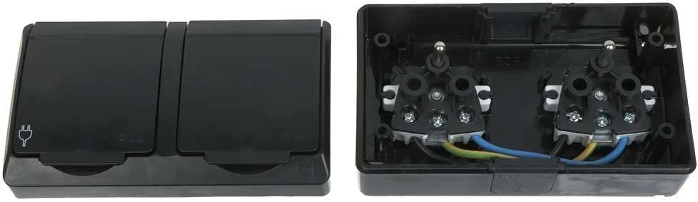 LIZDAS MONTUOJAMAS ANT PAVIRŠIAUS DVIGUBAS HERMES/0322-09/EPN 250 V AC 16 A IP44 Elektro-Plast