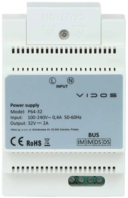 Vidos P64-32 maitinimo šaltinis su techniniais parametrais