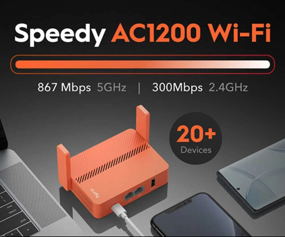 Belaidis Maršrutizatorius - Cudy AC1200 Fast Ethernet Oranžinis