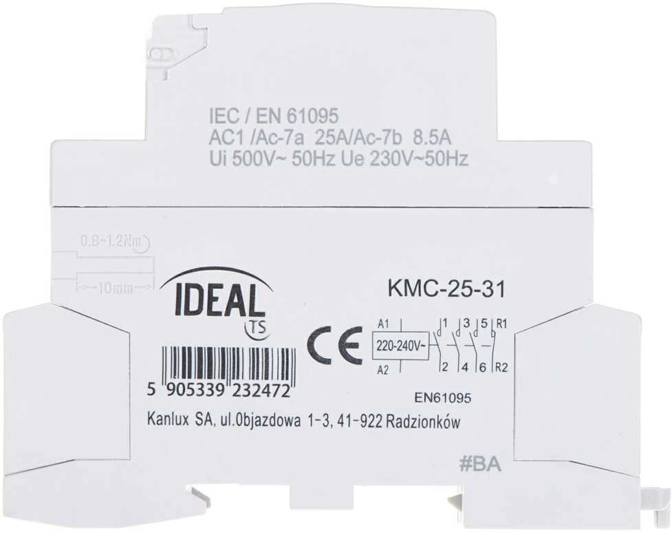 Ideal Kanlux Modulinis kontaktorius 25A 3NO 1R 230V AC KMC-25-31 (23247)