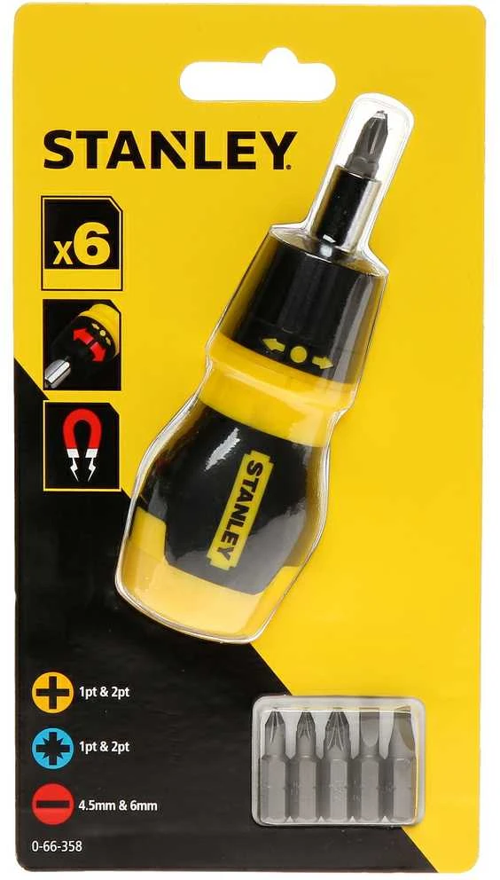 STANLEY WKRĘTAK MULTIBIT Z/G KRÓTKI + 7KOŃCÓWEK