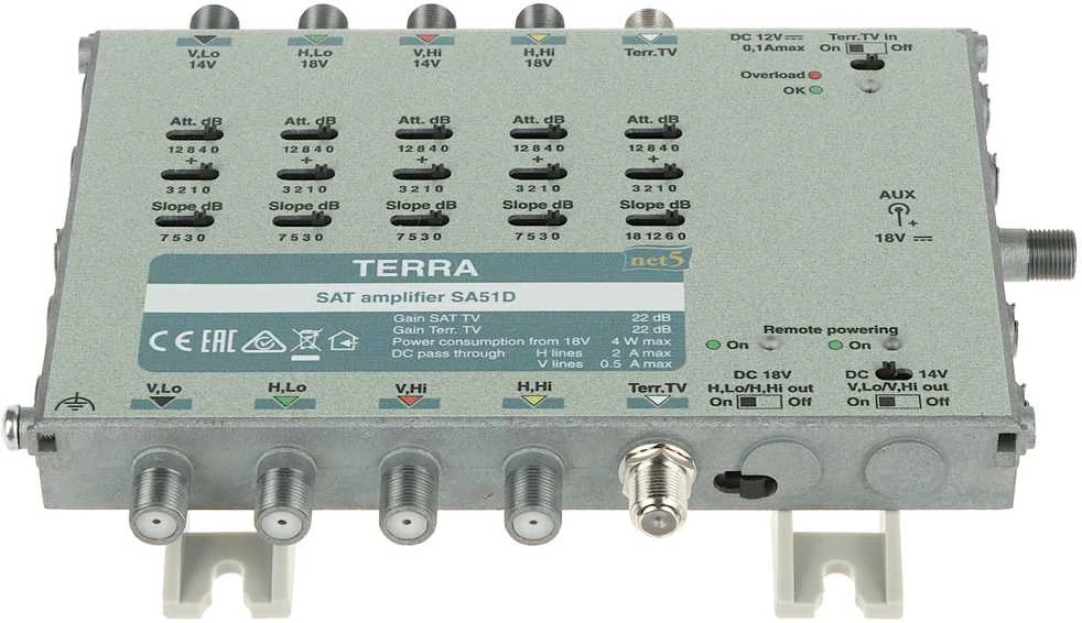 MULTISWITCH‘Ų STIPRINTUVAS SA-51D 5 ĮVESTYS / 5 IŠVESTYS TERRA