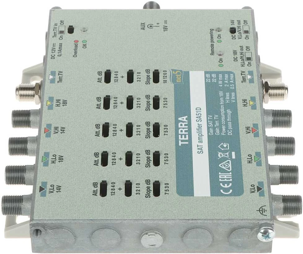MULTISWITCH‘Ų STIPRINTUVAS SA-51D 5 ĮVESTYS / 5 IŠVESTYS TERRA