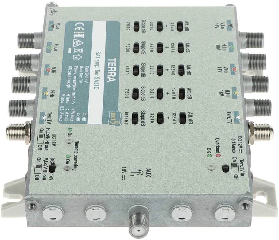MULTISWITCH‘Ų STIPRINTUVAS SA-51D 5 ĮVESTYS / 5 IŠVESTYS TERRA