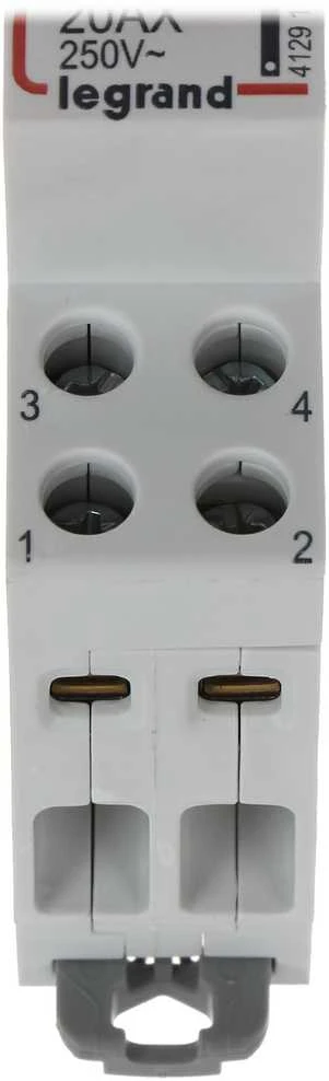 MYGTUKINIS JUNGIKLIS DVIGUBAS MONOSTABILUS LE-412916 1X NO + 1X NC 20 A LEGRAND