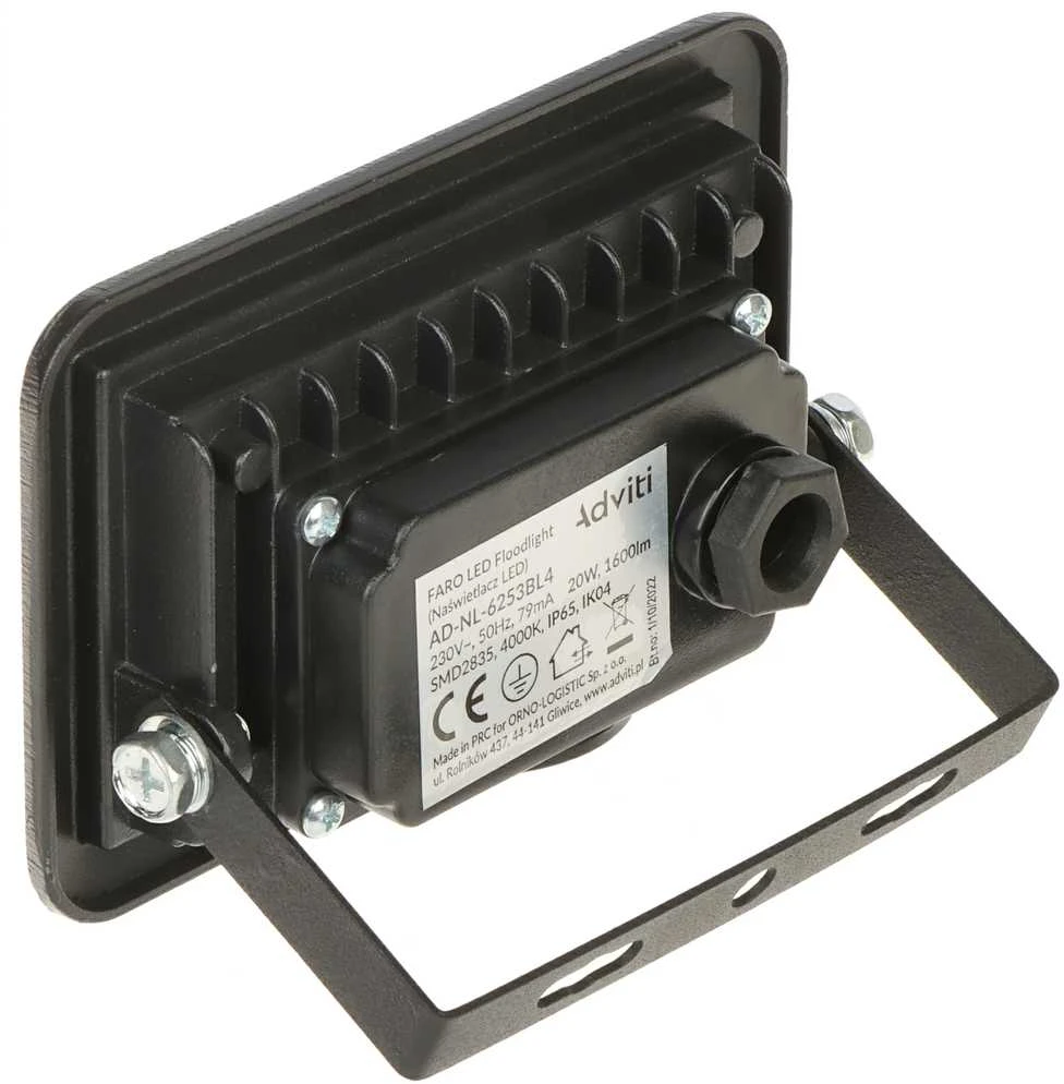 Orno FARO LED prožektorius 20W, 1600lm, IP65, 4000K, aliuminis + stiklas