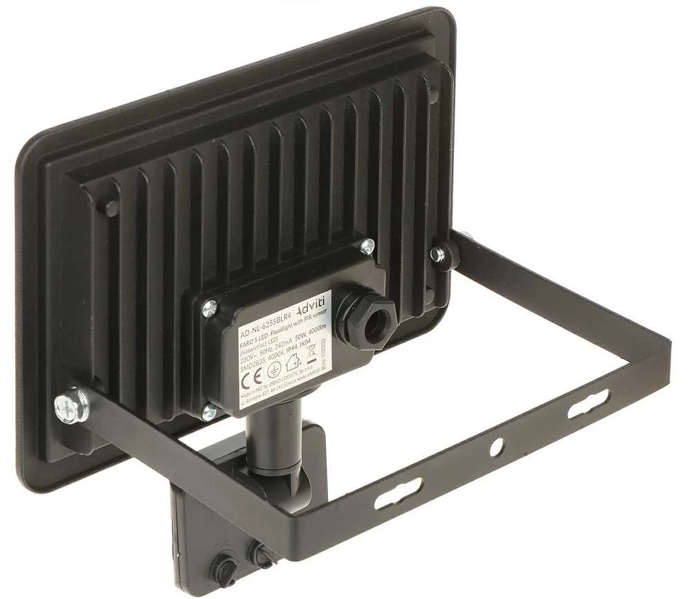 Orno FARO S LED prožektorius su PIR 50W, 4000lm, IP44, 4000K, aliuminis + stiklas