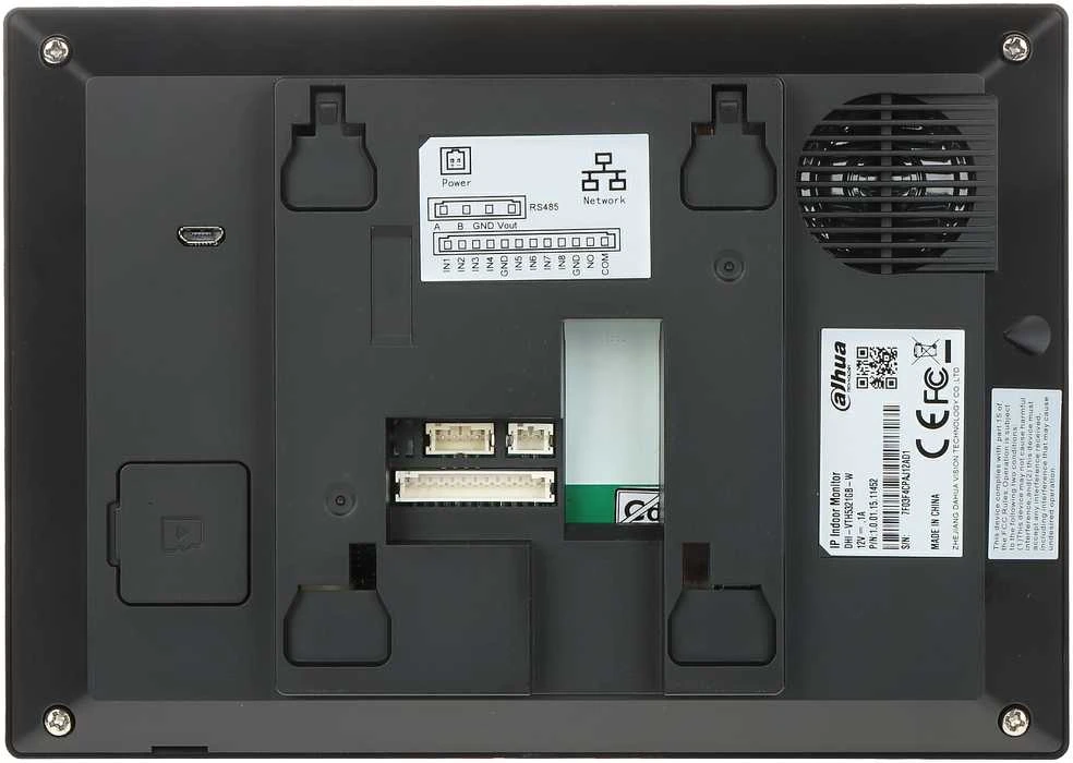 Dahua IP domofono monitorius VTH5321GB-W. 7 col. 1024x600. Wifi, PoE(802.3af). SIP. Andoid 8.1, Juodas