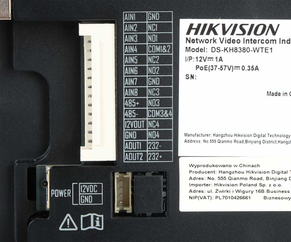 Video intercom monitorius Hikvision DS-KH8380-WTE1