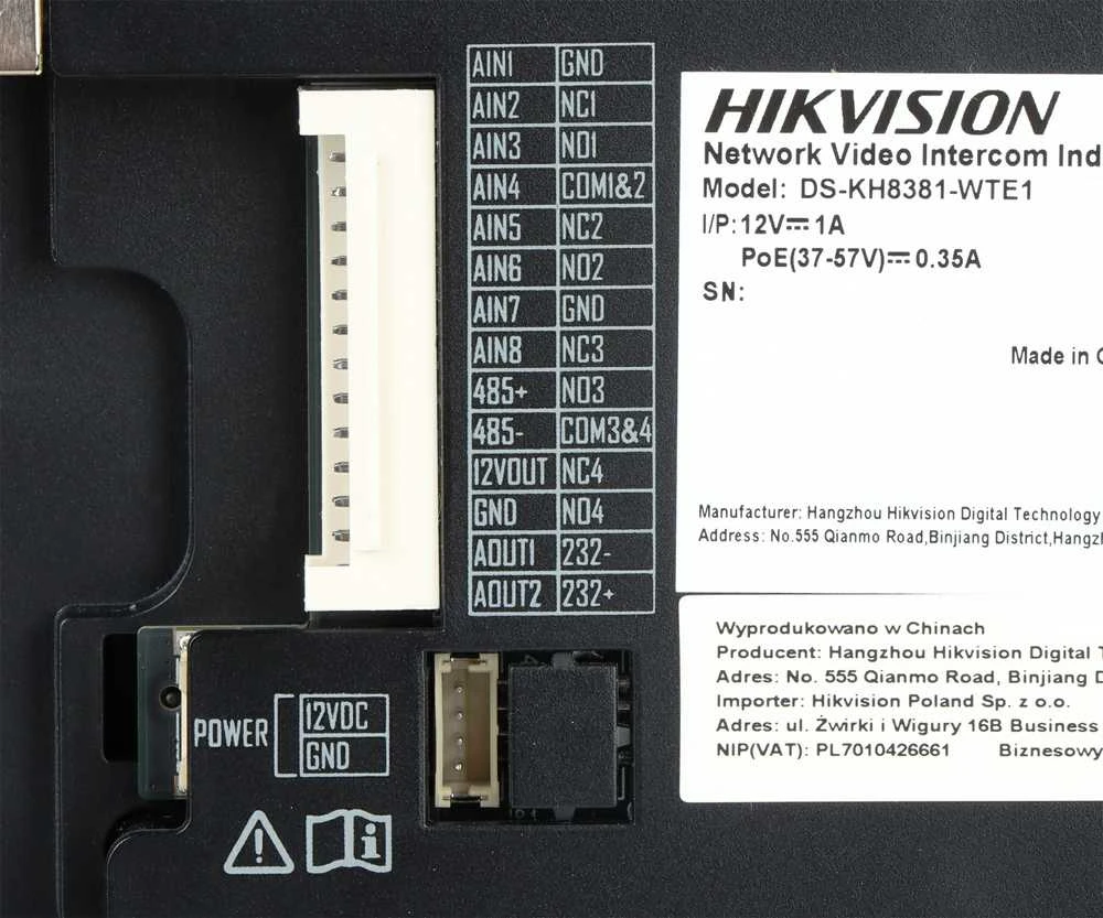 Hikvision DS-KH8381-WTE1 Wewnętrzna stacja serii 8