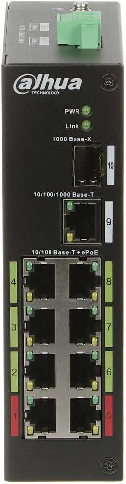 Dahua ePoE šakotuvas 100Mbps 8portu+1G uplink + 1SFP, ePoE iki 800m, Hi-PoE