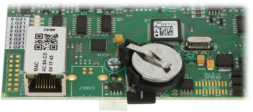 MC16-PAC-EX-1 modulio komponentai ir RJ45 jungtis