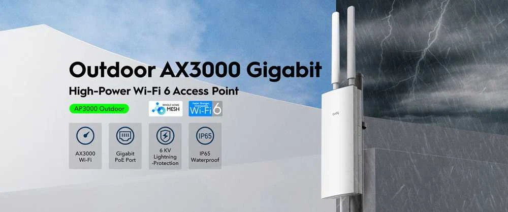 Maršrutizatorius Lauko Prieigos Taškas - Cudy AP3000 PoE 5GHz Baltas