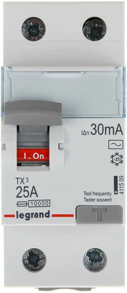 RCD JUNGILKLIS LE-411509 VIENFAZIS, AC TIPAS 30 mA 25 A LEGRAND