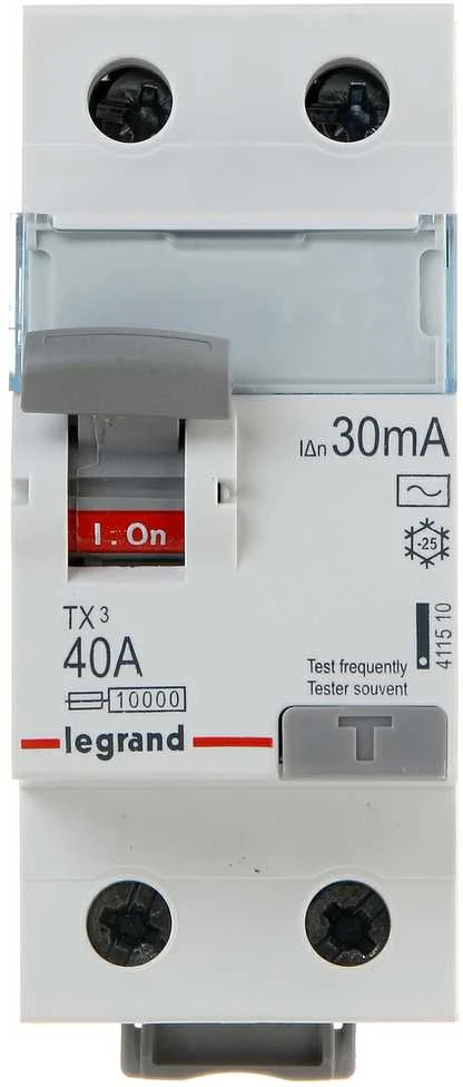 RCD JUNGILKLIS LE-411510 VIENFAZIS, AC TIPAS 30 mA 40 A LEGRAND