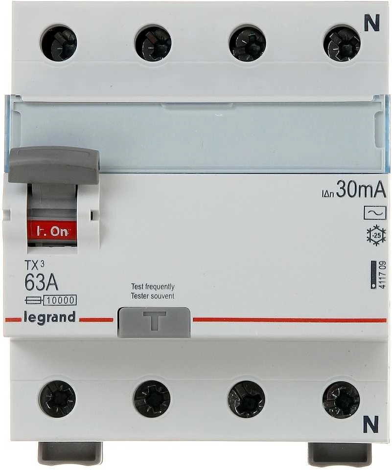 RCD JUNGILKLIS LE-411709 TRIFAZIS, AC TIPAS 30 mA 63 A LEGRAND