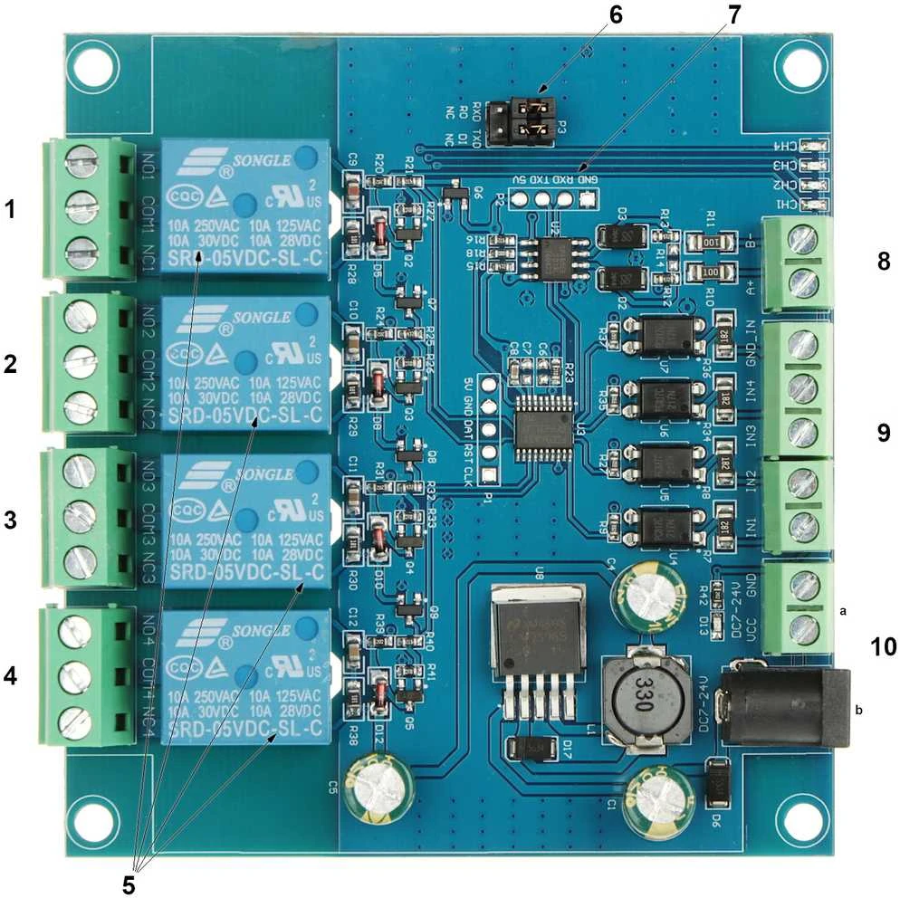 TST RELINIS MODULIS 4R-D7 Modbus RTU