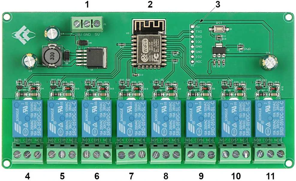TST RELINIS MODULIS ESP12-8R-D8 Wi-Fi