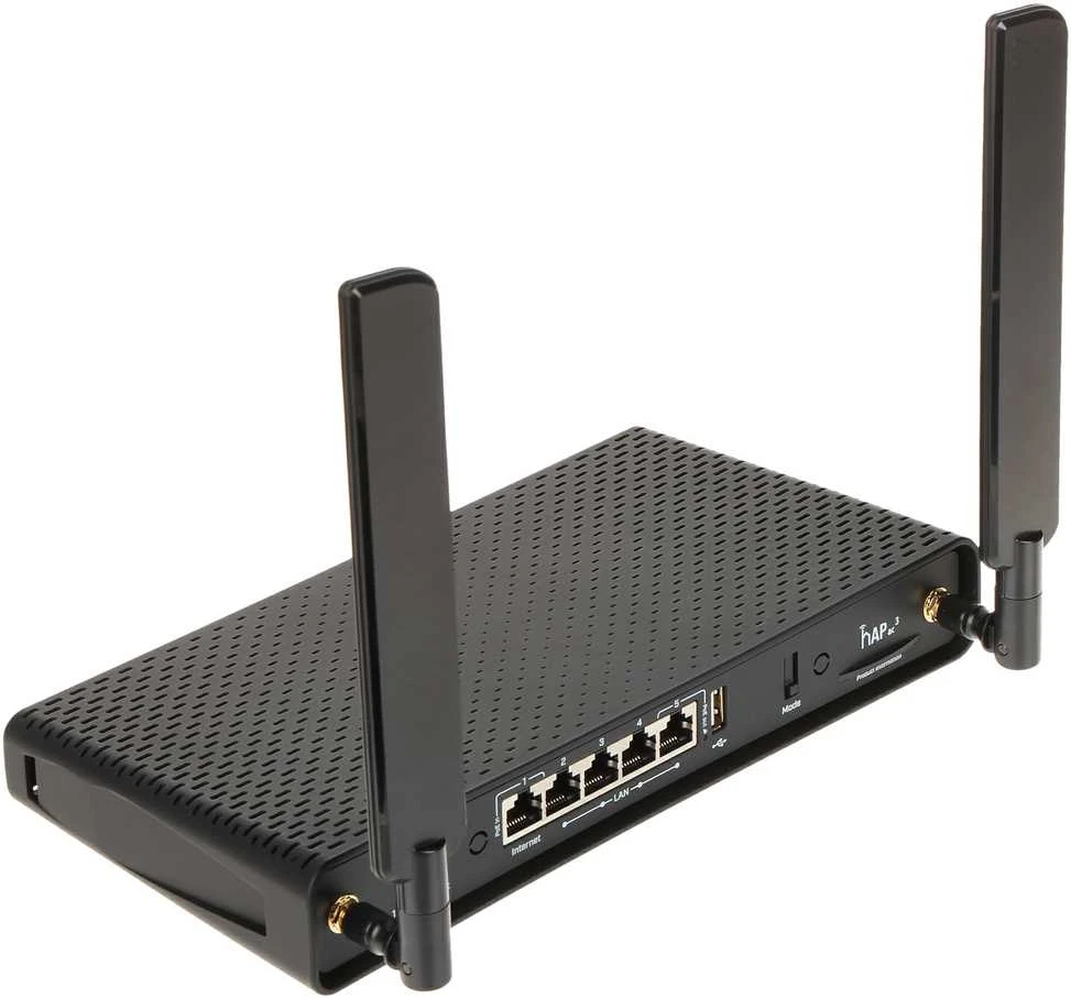 Mikrotik MicroTick | Belaidis maršrutizatorius | HAP AC3 | 802.11ac | 300+867 Mbit/s | 10/100/1000 Mbit/s | Ethernet LAN (RJ-45) jungle 5 | Tinklelio atramos Nr. | MU-MiMO Nr. | Nėra mobiliojo plačiajuosčio ryšio | Antenos tipas 2xIšorinė | 1 × USB-A