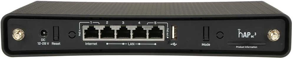 Mikrotik MicroTick | Belaidis maršrutizatorius | HAP AC3 | 802.11ac | 300+867 Mbit/s | 10/100/1000 Mbit/s | Ethernet LAN (RJ-45) jungle 5 | Tinklelio atramos Nr. | MU-MiMO Nr. | Nėra mobiliojo plačiajuosčio ryšio | Antenos tipas 2xIšorinė | 1 × USB-A