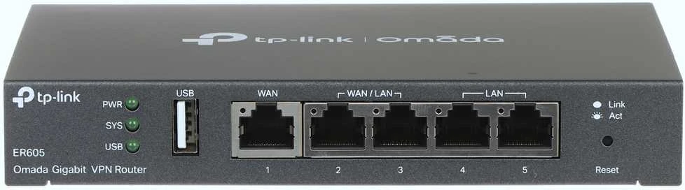 Šakotuvas TP-LINK | „SafeStream Multi-WAN VPN“ maršrutizatorius | TL-ER605 | 802.1q | 10/100/1000 Mbit/s | Ethernet LAN (RJ-45) jungtys 1 fiksuotas gigabito LAN prievadas | Tinklo ryšio palaikymas: Ne | MU-MiMO: Ne | Nėra mobiliojo plačiajuosčio ryšio