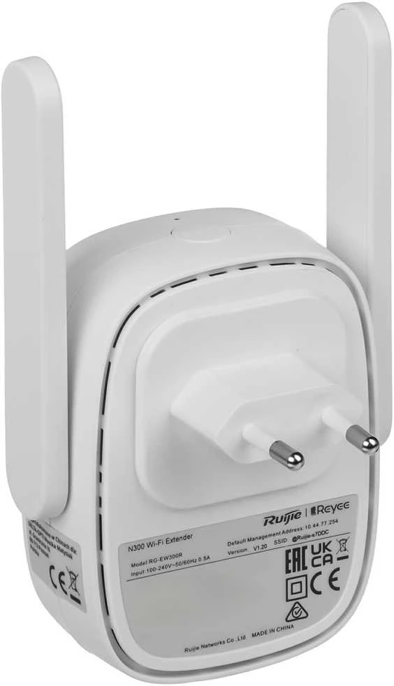 Maršrutizatorius Ruijie Networks RG-EW300R tinklo „Wi-Fi“ sistema Viena juosta (2,4 GHz) Wi-Fi 4 (802.11n) Balta 1 Išorinis