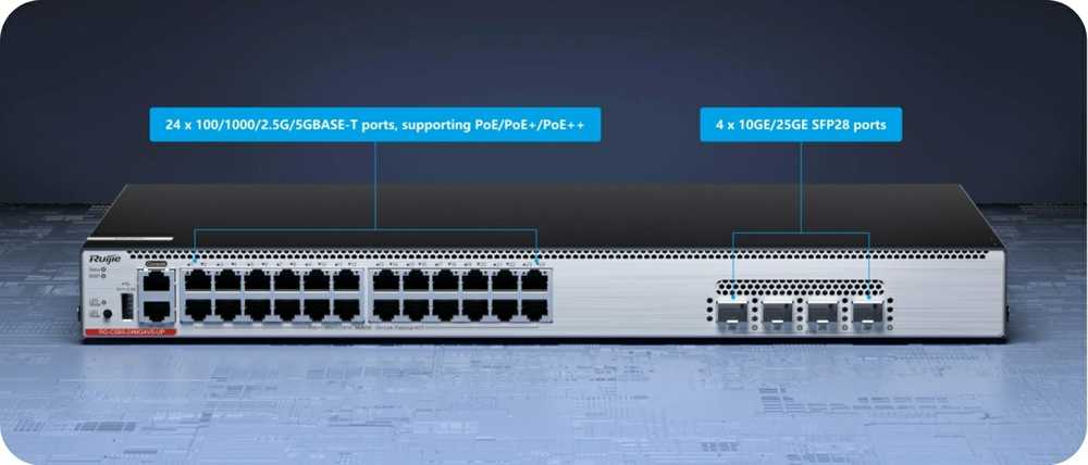Šakotuvas SWITCH POE RG-CS86-24MG4VS-UP 24 PRIEVADŲ SFP+ RUIJIE