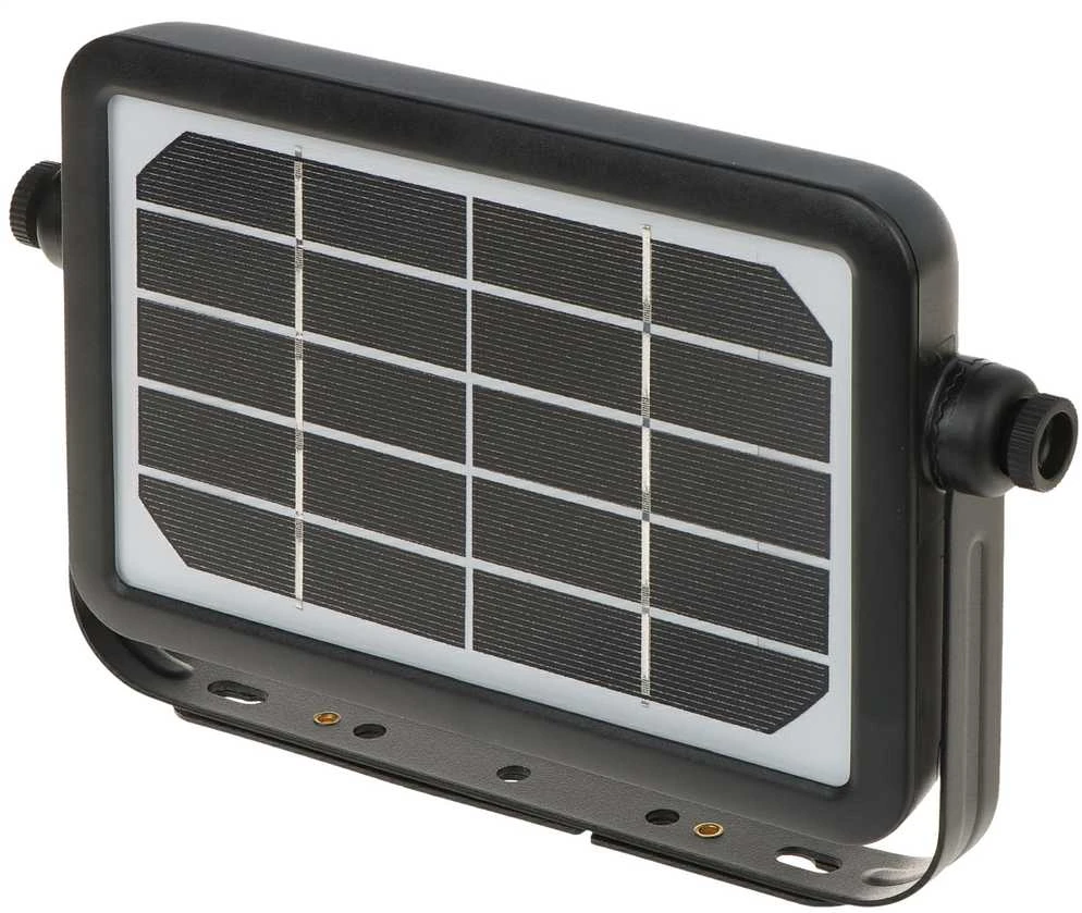 LUX LED 5W, saulės energija varomas prožektorius su judesio jutikliu 500lm, IP65, 4000K, 2x1500mAh, juodas