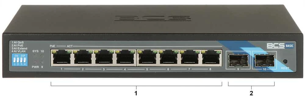 Šakotuvas SWITCH POE BCS-B-SP08G-2SFP 8 PRIEVADŲ SFP BCS BASIC