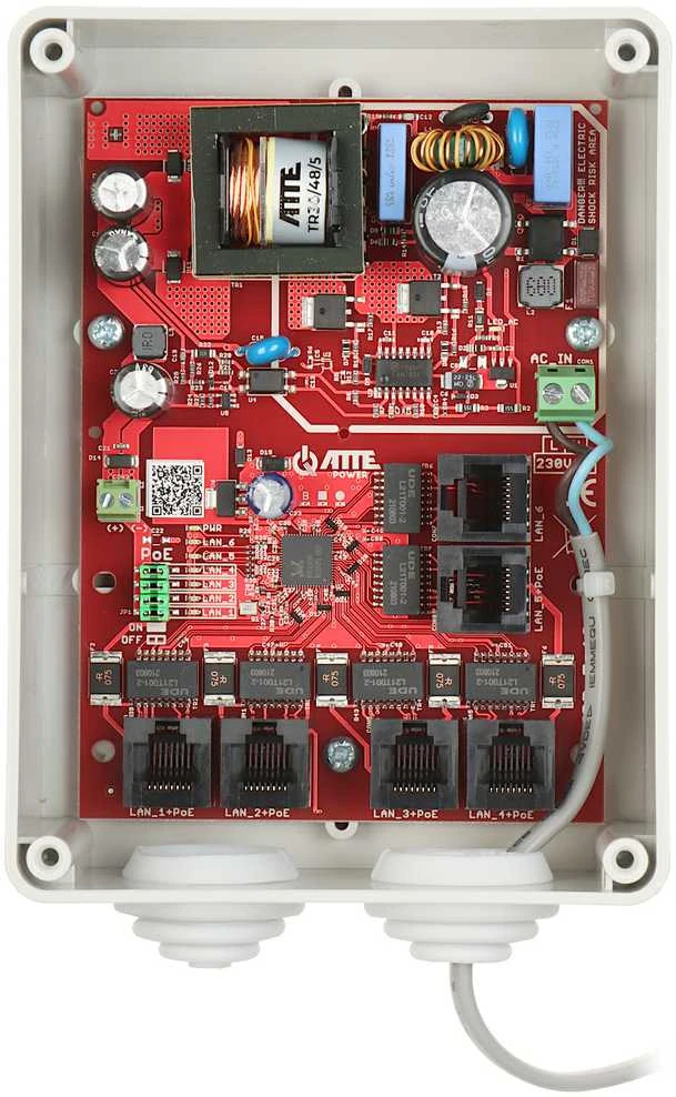 Šakotuvas SWITCH POE IPB-5-10A-S4 5 PRIEVADŲ ATTE