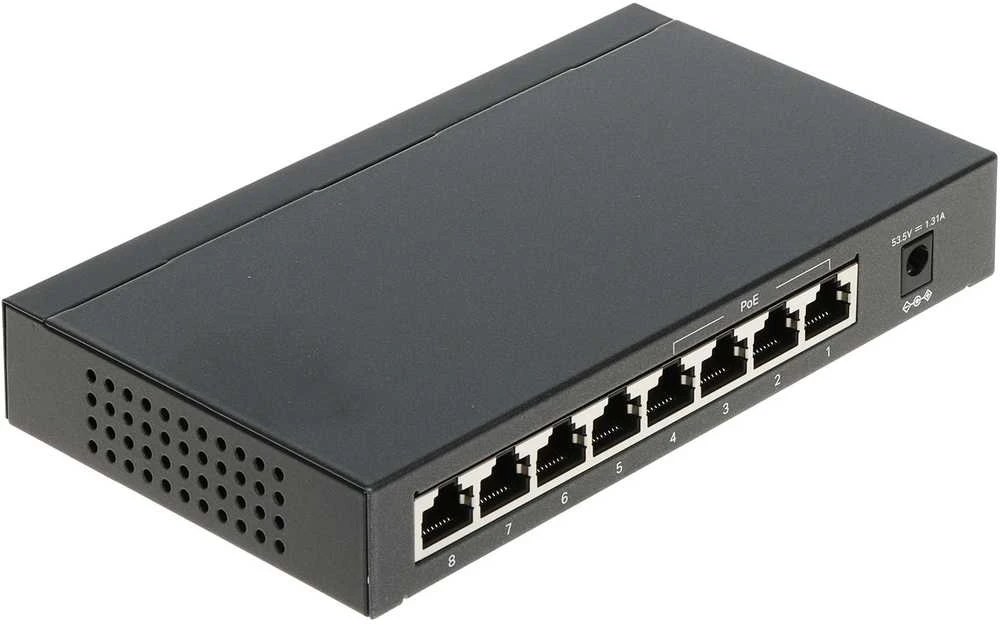 Šakotuvas TP-LINK 8 prievadų PoE jungiklis 4 PoE prievadai
