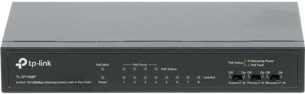 Šakotuvas TP-LINK 8 prievadų PoE jungiklis 4 PoE prievadai