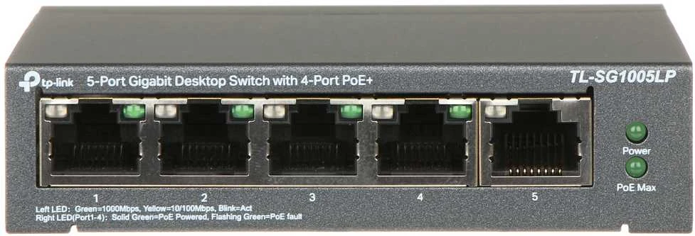 Šakotuvas TP-LINK | Jungiklis | TL-SG1005LP | Nevaldomas | Darbalaukis | PoE+ jungtys kiekis 4 | Maitinimo tipas Išorinis