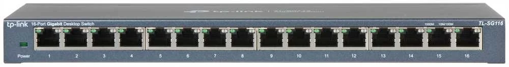Šakotuvas TP-LINK 16 prievadų Gigabit stalinio kompiuterio jungiklis RJ45 prievadų darbalaukio plieno dėklas