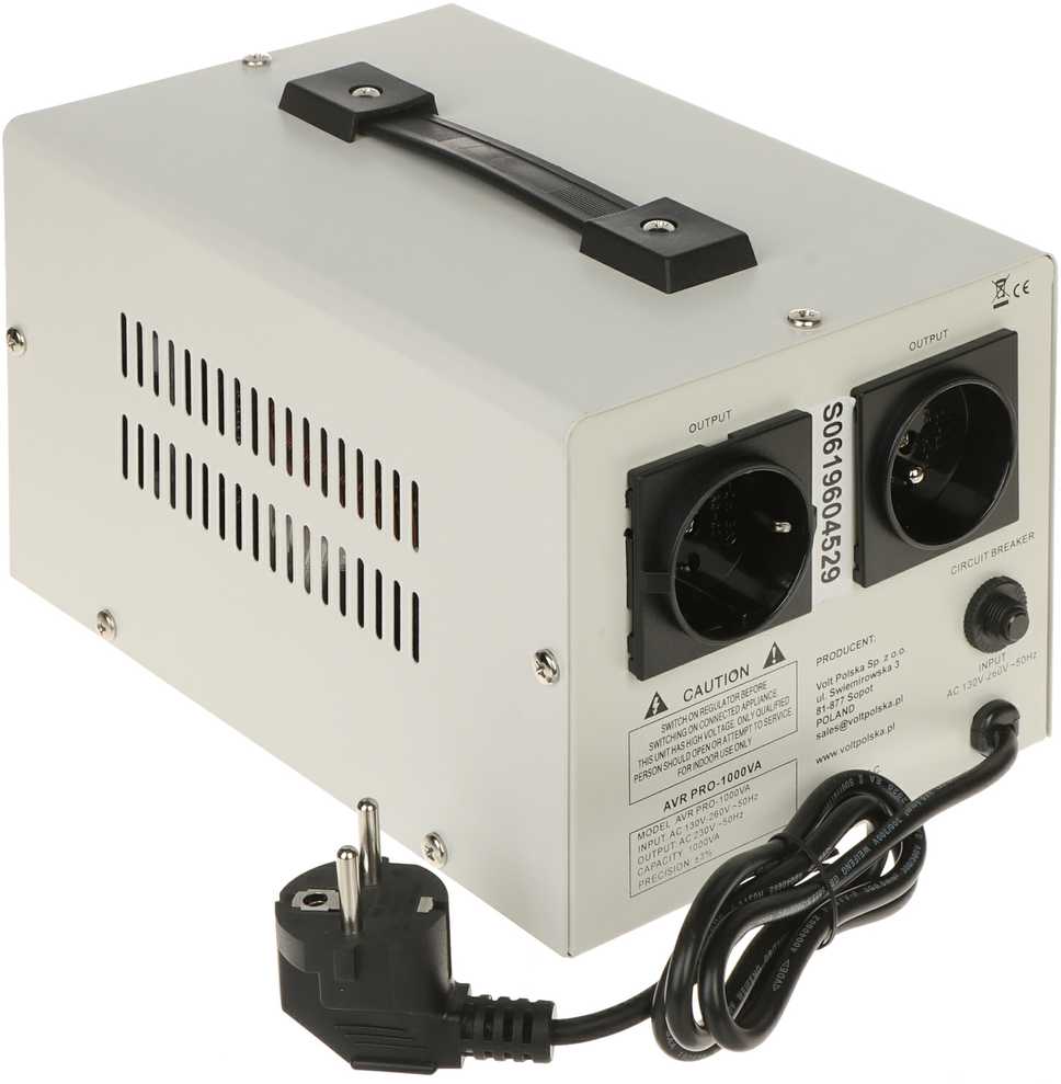 Voltage Stabilizer Volt Polska AVR Pro 1000VA 3% Servo