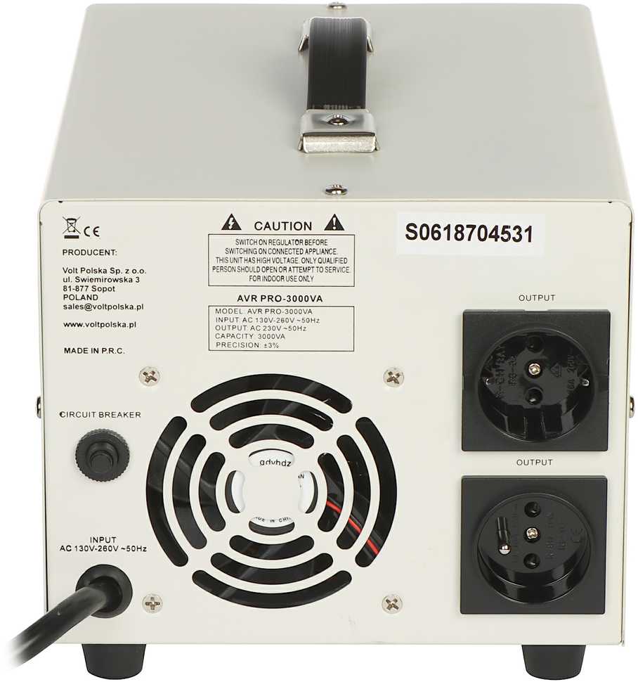 VOLTAGE STABILIZER AVR PRO 3000VA 3%