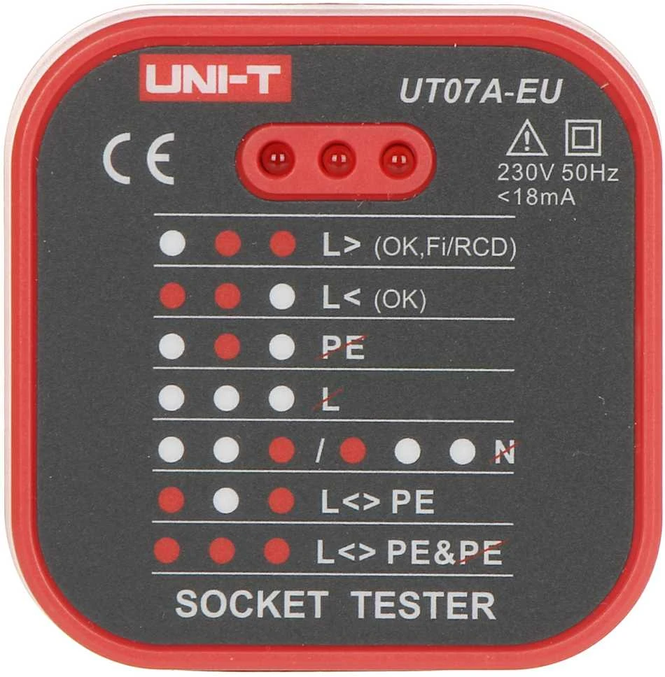 UNI-T UT07A-EU maitinimo lizdo testeris