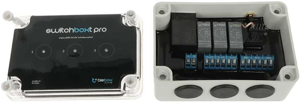 BleBox switchBoxT Pro - 3x bepotencialė 230V WiFi relė - Android/iOS programėlė