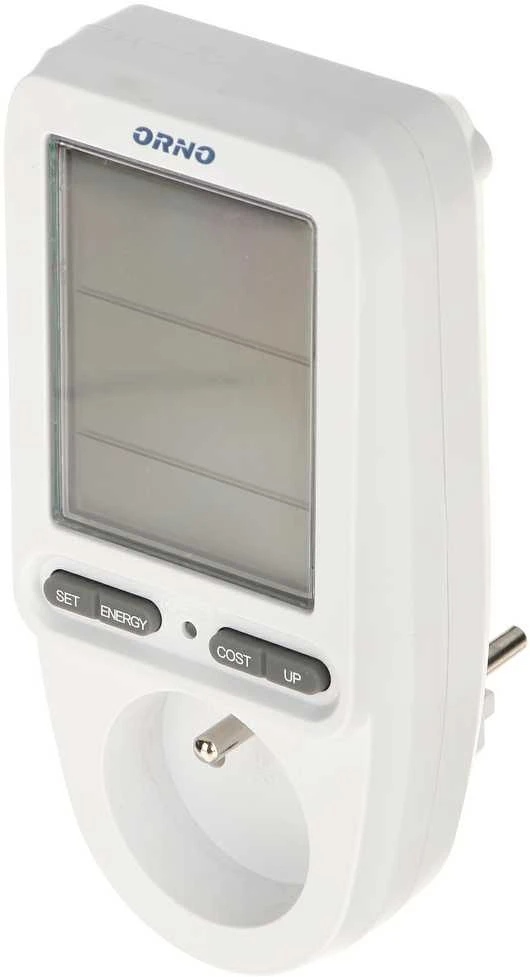 ORNO vatmetras su energijos skaičiuokle 230 V lizdui su LCD ekranu