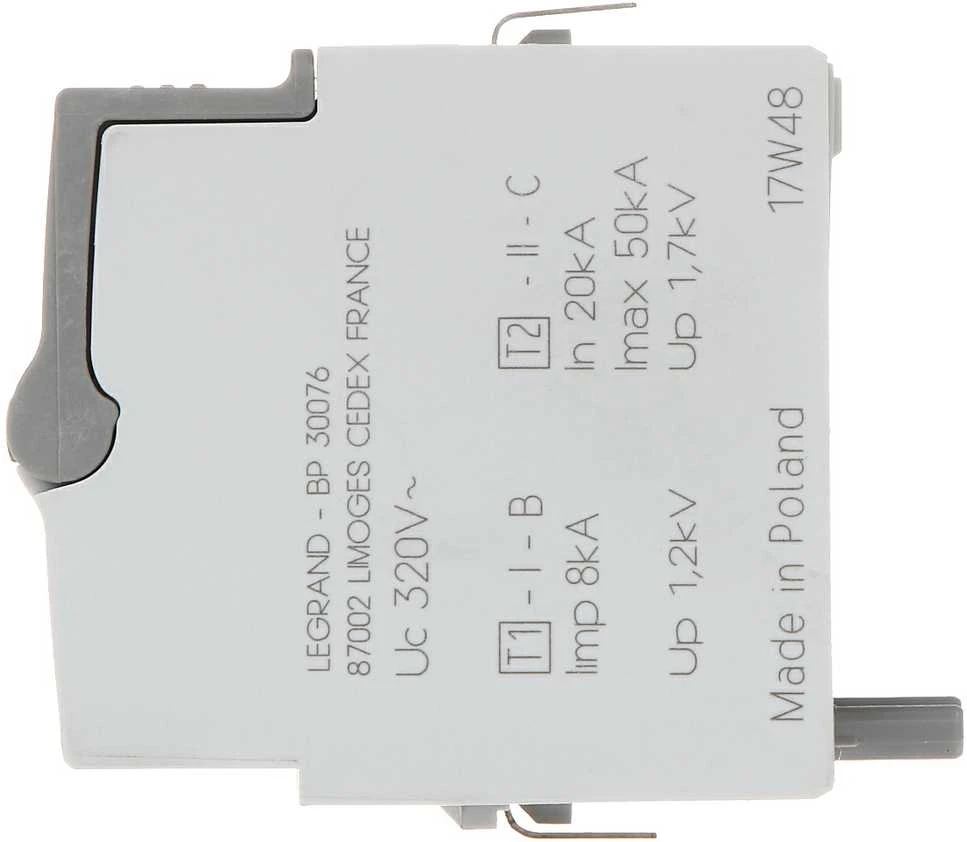 VIRŠĮTAMPIŲ RIBOTUVO ĮDĖKLAS LE-412302 1+2 TIPAS 50 kA LEGRAND