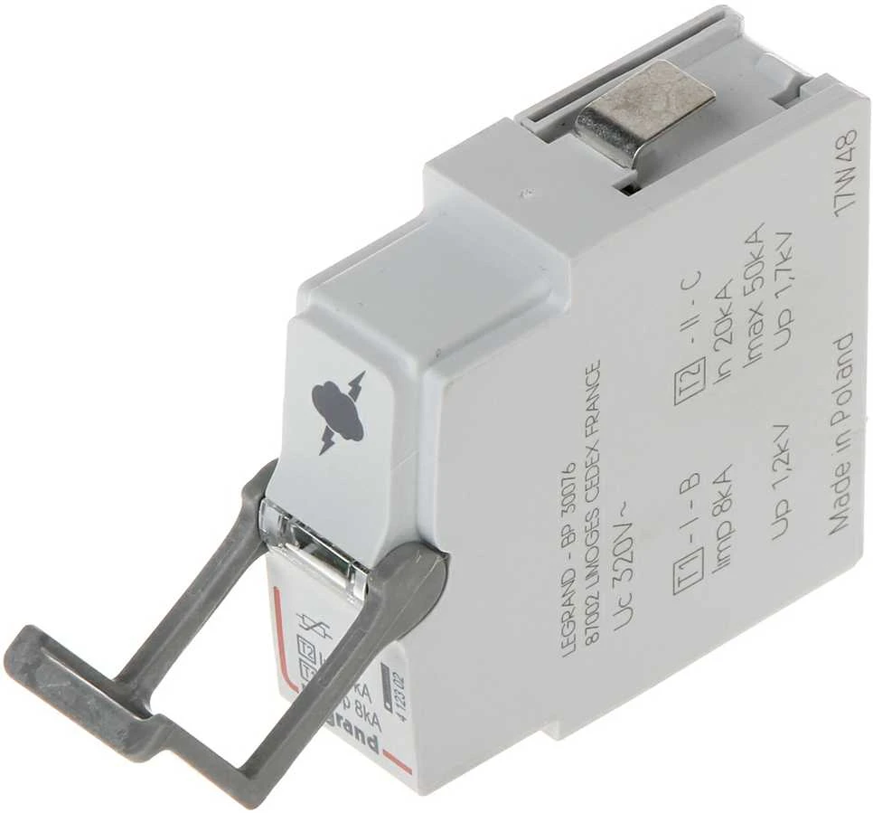 VIRŠĮTAMPIŲ RIBOTUVO ĮDĖKLAS LE-412302 1+2 TIPAS 50 kA LEGRAND