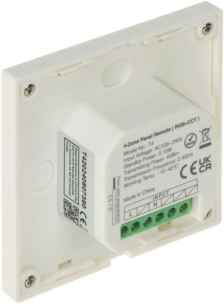 SIENINIS NUOTOLINIO VALDYMAS LED AŠVIETIMO VALDIKLIEMS T4 2,4 GHz, MONO, CCT, RGB, RGBW, RGBCCT (RGBWW) MiBOXER
