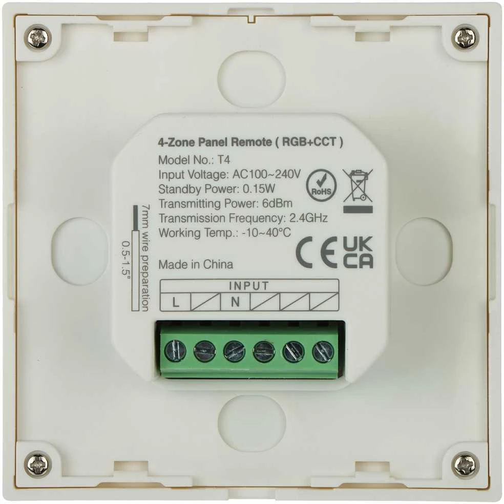 SIENINIS NUOTOLINIO VALDYMAS LED AŠVIETIMO VALDIKLIEMS T4 2,4 GHz, MONO, CCT, RGB, RGBW, RGBCCT (RGBWW) MiBOXER