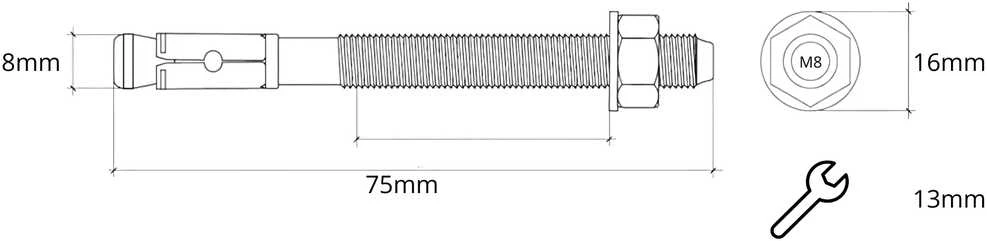 Klimas Varžtas Wkret-Met LE-ZN, 8×75 mm, 4 vnt.