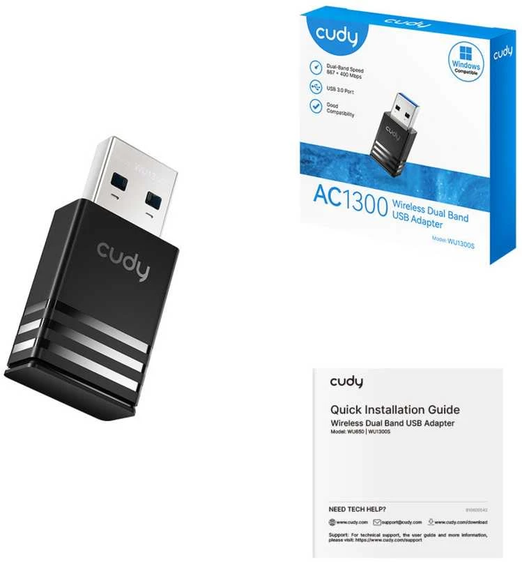Adapteris - Cudy WU1300S Dual-Band 867 Mbit/s Vidinė Antena