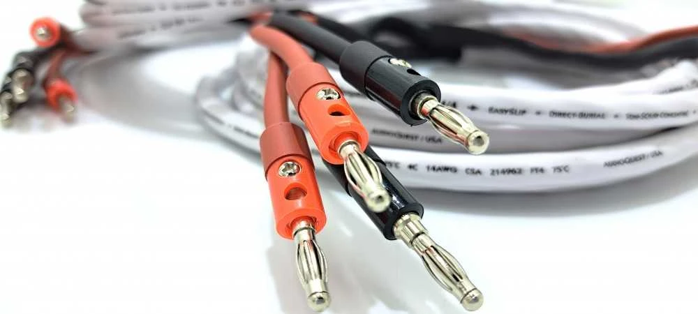 Hi-Fi garsiakalbių kabelių rinkinys dvilaidėms jungtims – AudioQuest SLiP-DB 14/4 Ilgis: 2 x 1,5 m